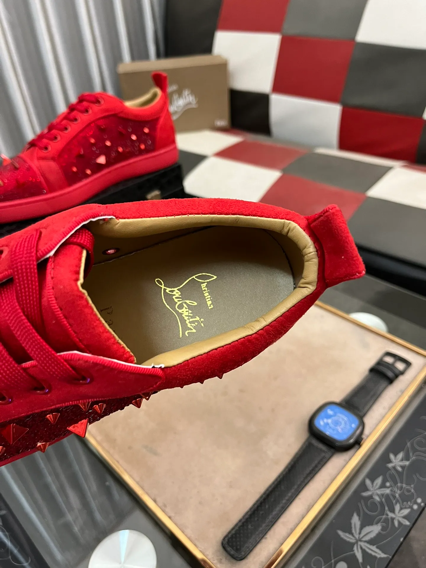 Men's shoes 💰480⌚️⌚️christian louboutin (CL red sole shoes) counter hot diamond series, casual sneakers 📢 📢 📢 Exclusive hot style release🎈🎈💪Movable latex feet👻Finished outsole line [Deyi] Global supply😝 [Top version]: Original imported cowhide upper, top original leather lining, original open-molded TPU outsole, original 1:1 detail processing, original shoe last, large number of ready-made code numbers: 38-44
